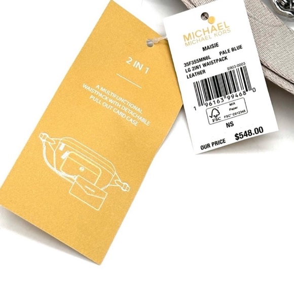 Michael Kors Maisie Waistpack Pebbled leather Pale Blue Large 2 in 1 sling pack - Picture 6 of 6